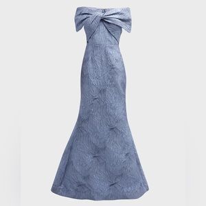 Rickie Freeman For Teri Jon Off-Shoulder Jacquard Trumpet Gown